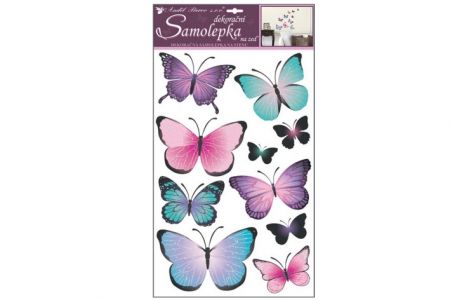 Samolepky na zeď motýli modrofialoví 50 x 32 cm 