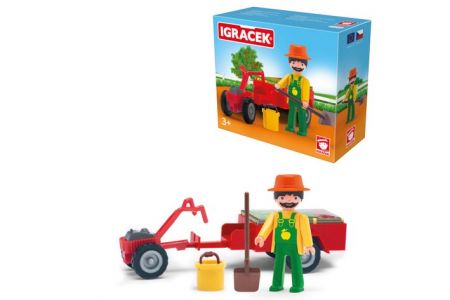 EFKO IGRÁČEK Zahradník - figurka s traktorem a příslušenstvím