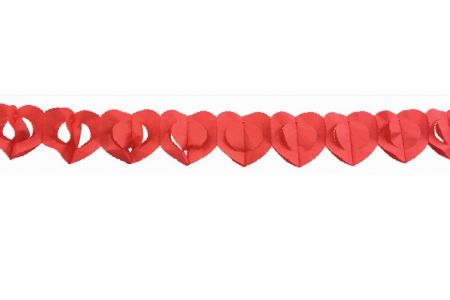 Girlanda papírová 300x15x15,5cm srdce červená