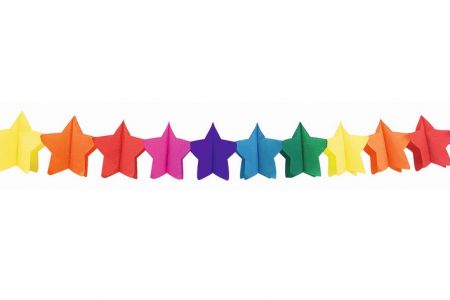 Girlanda papírová 300x16,5x16,5cm hvězdy barevné