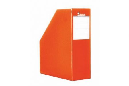 Stojan na časopisy oranžový karton 90mm
