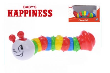 Chrastítko kloubové housenka 19cm Babyś Happiness 