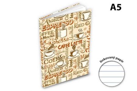 MFP Záznamní kniha A5 100 listů linka Coffee