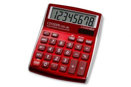 Kalkulačka stolní CITIZEN CDC-80RD červená (kalkulátor stolní červený)