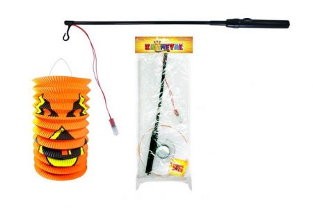 Lampion Halloween se svítící hůlkou 15cm