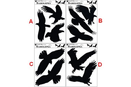 Samolepka siluety ptáci 38x30cm 4 druhy