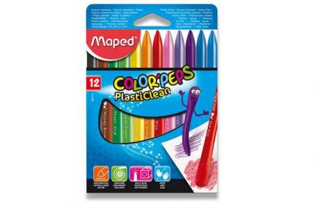 Plastové pastely MAPED Color Peps Plasticlean 12 barev