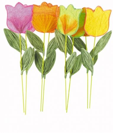 Zápich papírový  tulipán,výška 30 cm,4 barvy