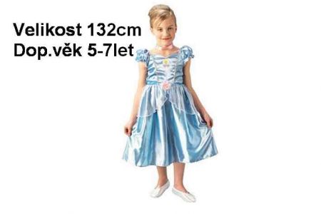 Kostým na karneval-Princezna Cinderella 132cm (5-7let) Dětský karnevalový kostým 