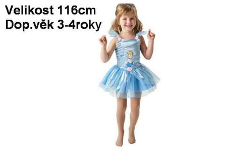 Kostým na karneval-Cinderella Balerina 116cm (3-4roky) S Dětský karnevalový kostým 