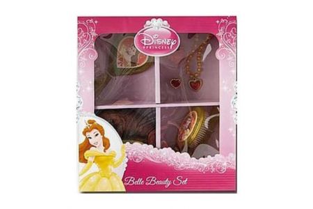 Sada Princezna Bella Disney - Paruka, kartáč, prsten, náhrdelník, zrcátko 