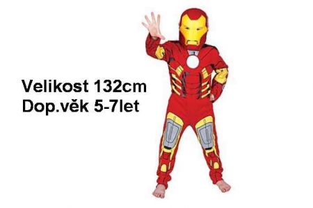 Kostým na karneval-Iron Man 132cm (5-7let) M Dětský karnevalový kostým 