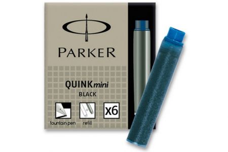 Inkoustové mini bombičky Parker MODRÉ 6ks (pro řadu plnicích Contact a Esprit a Facet)