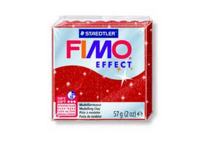 Fimo effect 8020-202 červená se třpytkami 56g