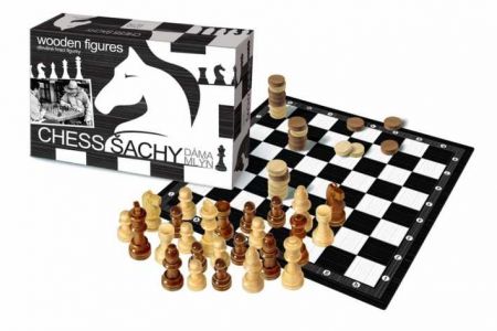 Společenská hra-Šachy,Dáma,Mlýn