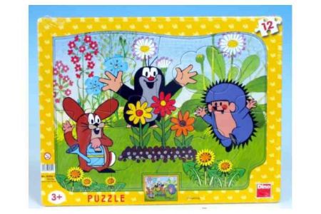 DINO - Puzzle deskové tvary Krtek zahradník 36x28cm 12 dílků