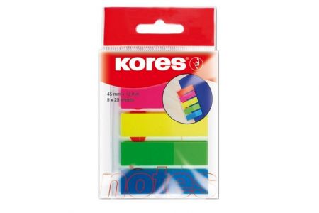 KORES Neonové záložky Index Strips 45x12 mm / 5 barev / 25 lístků á barva