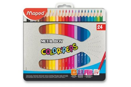 Pastelky Maped Color&sbquo;Peps Metal Box - 24 barev