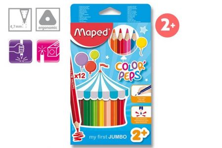 Pastelky Maped Color&#39; Peps Jumbo - 12 barev, trojhranné
