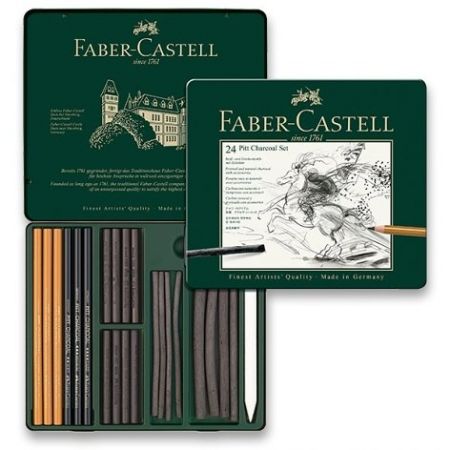 Uhel Faber-Castell Pitt Monochrome Charcoal plechová krabička, 24ks