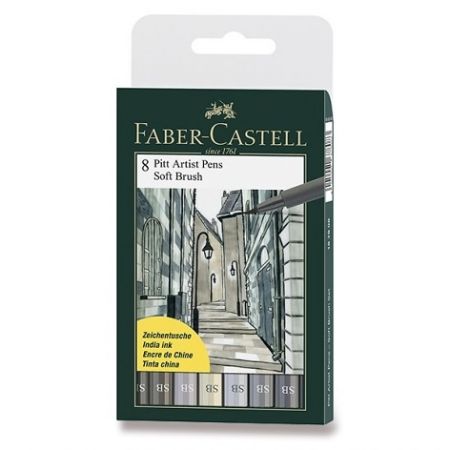 Popisovač Faber-Castell Pitt Artist Pen Soft Brush 8 kusů