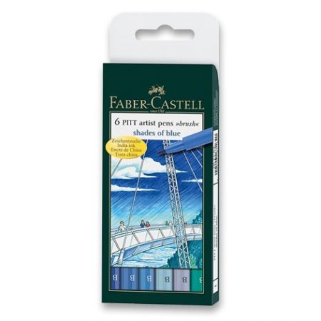 Popisovač Faber-Castell Pitt Artist Pen Brush 6 ks, odstíny modré