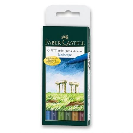 Popisovač Faber-Castell Pitt Artist Pen Brush 6 ks, přírodní odstíny