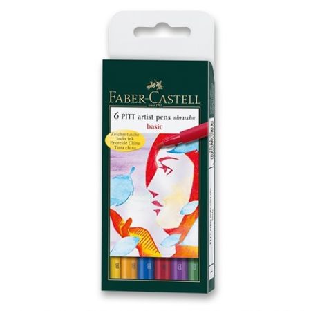 Popisovač Faber-Castell Pitt Artist Pen Brush 6 ks, základní barvy