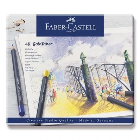 Pastelky Faber-Castell Goldfaber plechová krabička, 48 barev
