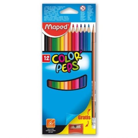 Pastelky Maped Color&sbquo;Peps 12ks + ořezávátko a grafitová tužka
