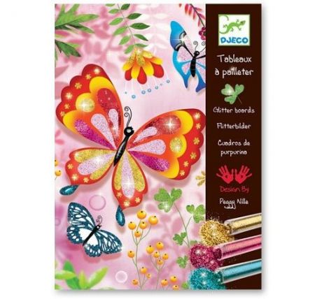 Malování barevným pískem Djeco - Třpytiví motýlci