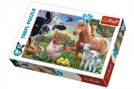 Puzzle Veselá Farma Zvířátka 33x22cm 60 dílků v krabici 21x14x4cm