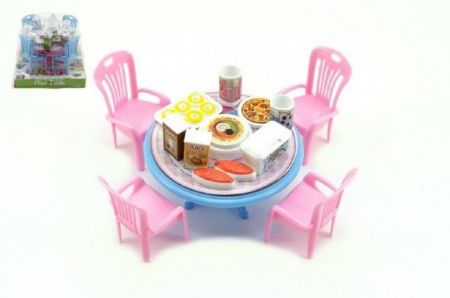 Stůl a židle s doplňky plast 12cm asst v blistru 3 barvy