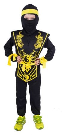 Dětský kostým Ninja žlutý (S)