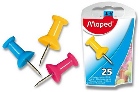 Upínáčky / připínáčky Maped barevné, 25ks v balení