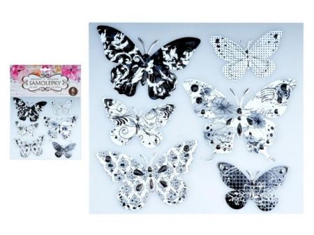 Samolepící dekorace 10275 motýli se stříbrou ražbou 21 x 19 cm