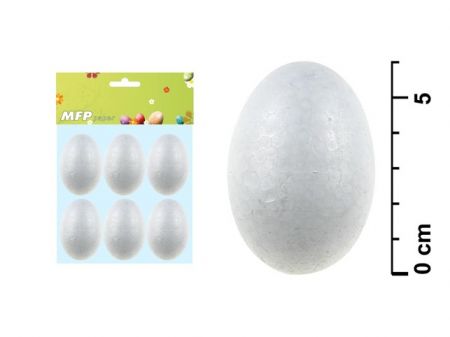 Vajíčko polystyren 6cm bílá hladká 6ks v balení MFP