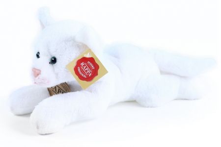 Plyšová kočka bílá ležící 18cm