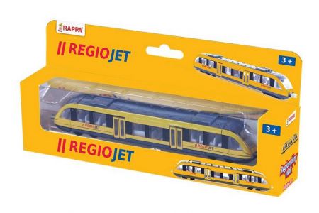 Vlak žlutý RegioJet regionální kov/plast