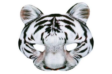 Maska/škraboška Bílý tygr na gumičku