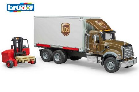 BRUDER 02828 (2828) MACK Granite UPS logistik s vysokozdvižným vozíkem
