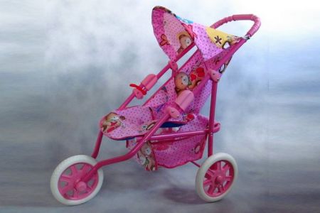 Kočárek pro panenky sportovní ZUZKA růžový (tříkolový-trojkolka)