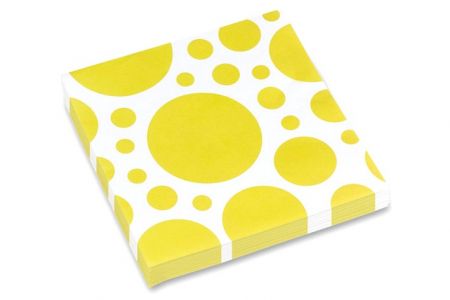 Papírové ubrousky Solid Color Dots ŽLUTÉ 33 x 33 cm, 20 ks