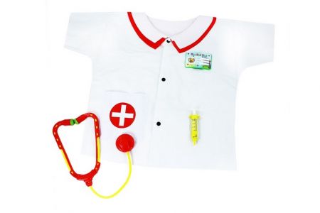 Plášť zdravotnický s doplňky, dětský (3-8let), 104-128cm (karnevalový-maškarní-doplněk)