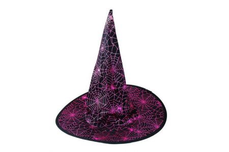 klobouk čarodějnický halloween s pavučinou fialový dospělý
