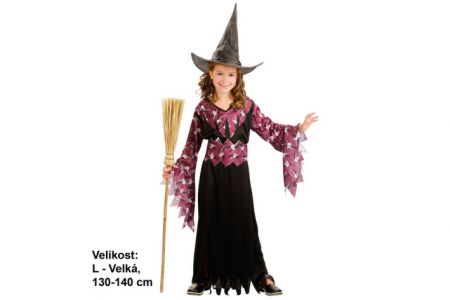 Kostým na karneval ČARODĚJKA 130-140cm 9-12let (šaty na karneval čarodějnice)