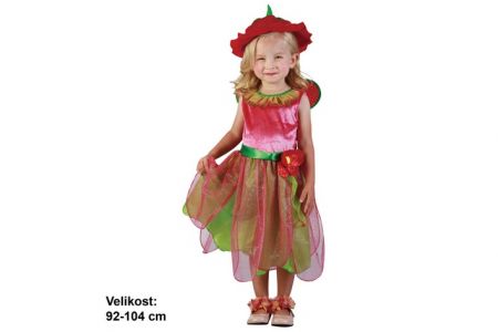 Kostým na karneval JAHODOVÁ VÍLA 92-104cm 3-4let (šaty na karneval)