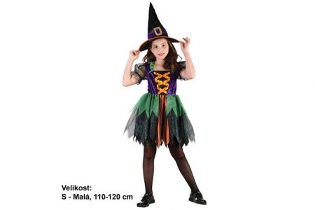 Kostým na karneval ČARODĚJKA 110-120cm 4-6let (šaty na karneval čarodějnice)