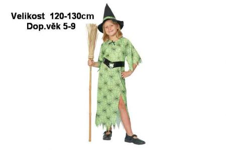 Kostým na karneval ČARODĚJKA 120-130cm 5-9let (dětský karnevalový kostým)