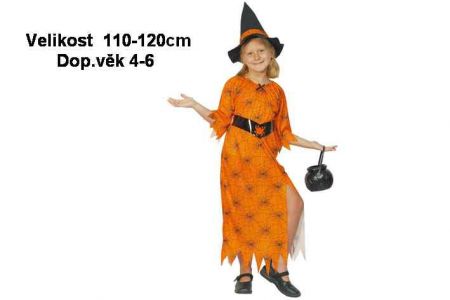 Kostým na karneval-Čarodějka 110-120cm (4-6let) Dětský karnevalový kostým